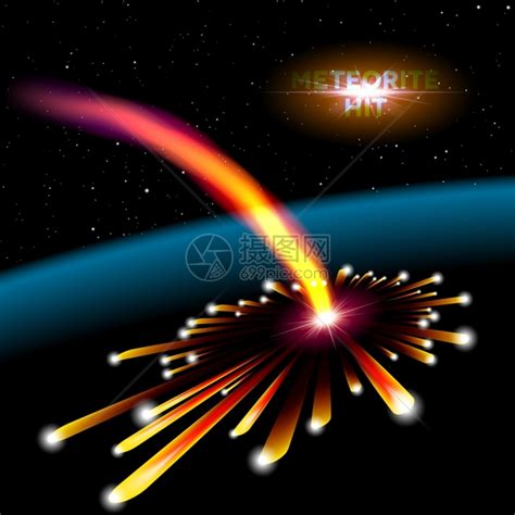 带有陨石撞击和爆炸的空间卡片插画图片下载 正版图片303281690 摄图网