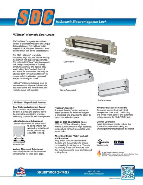 Datasheet Sdc Security Door Controls