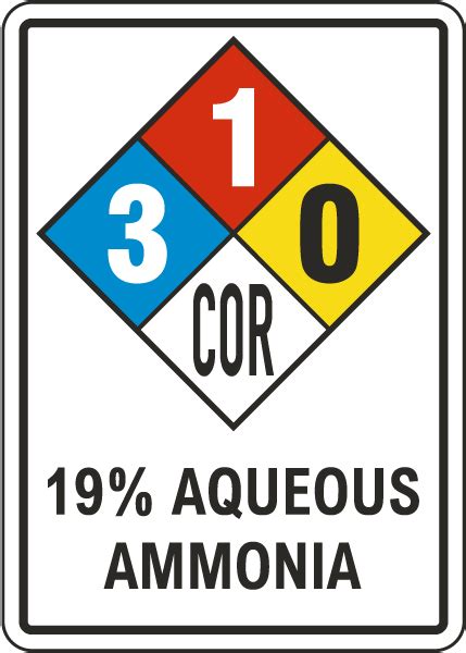 Nfpa Aqueous Ammonia Cor White Sign Save Instantly