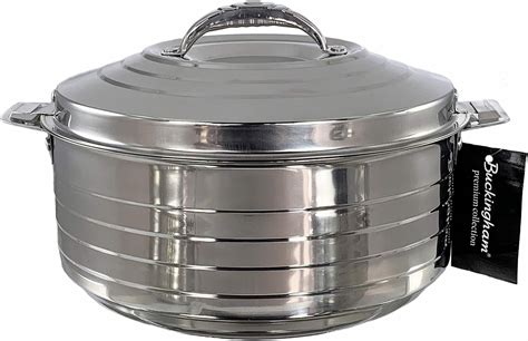 Buckingham Double Wall Stainless Steel Insulated Hot Pot Food Warmer Serving Dish Lidded