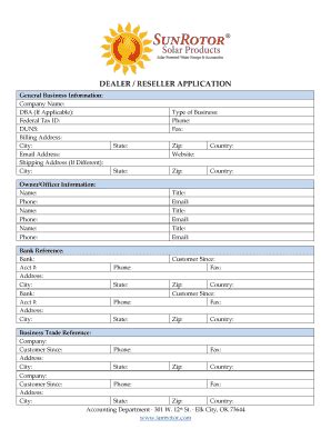 Fillable Online Dealer Reseller Application Fax Email Print Pdffiller