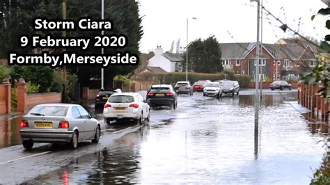 Winter Storm Ciara Flooding On Church Road Formby Merseyside Uk Youtube