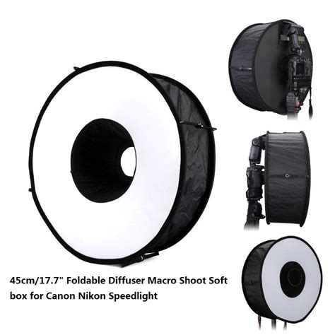 Lightdow 45cm Foldable Ring Speedlite Flash Diffuser Macro Shoot Round