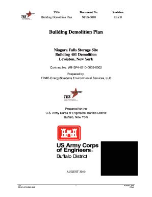 Fillable Online Lrb Usace Army Building Demolition Plan Buffalo