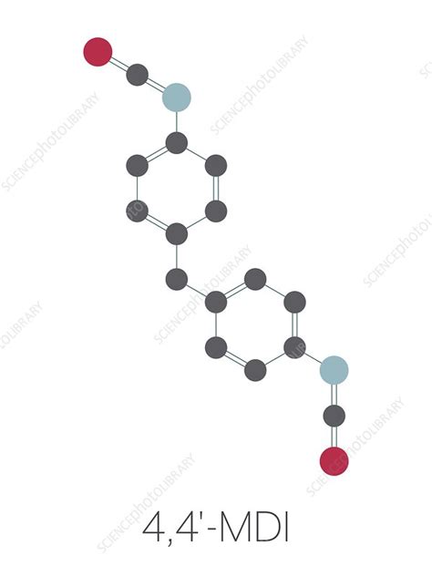 Methylene diphenyl diisocyanate molecule, illustration - Stock Image ...