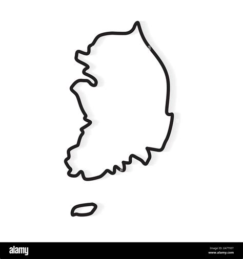 Black Abstract Outline Of South Korea Map Vector Illustration Stock