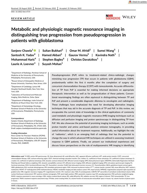 Pdf Metabolic And Physiologic Mr Imaging In Distinguishing True