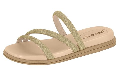 Sand Lia Rasteira Strass Beira Rio Feminino Dourado