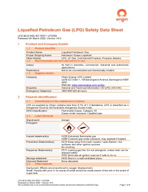 Fillable Online Safety Data Sheet SDS Liquefied Petroleum Gas LPG