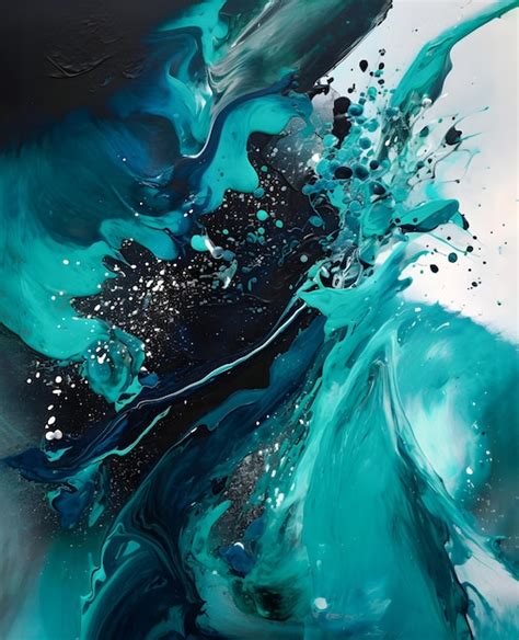 Premium AI Image | Picture of blue cyan and black abstract painting on ...