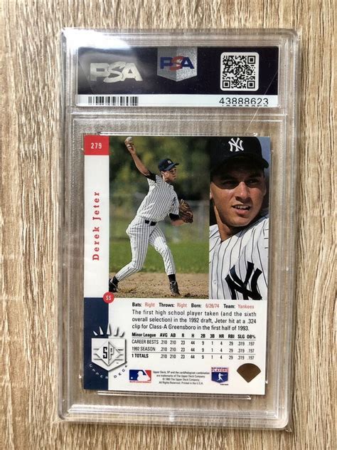 Derek Jeter Upper Deck Sp Foil Rookie Card Rc Yankees Hof Psa