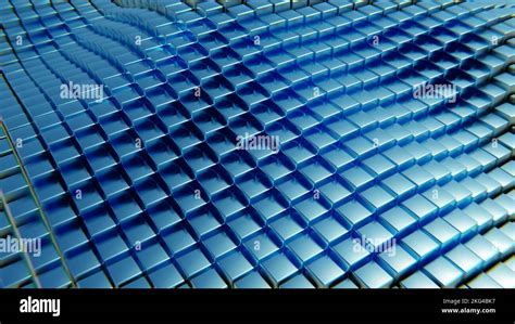 Digital Cubic Abstract Background Of Blue Color Metal Squares