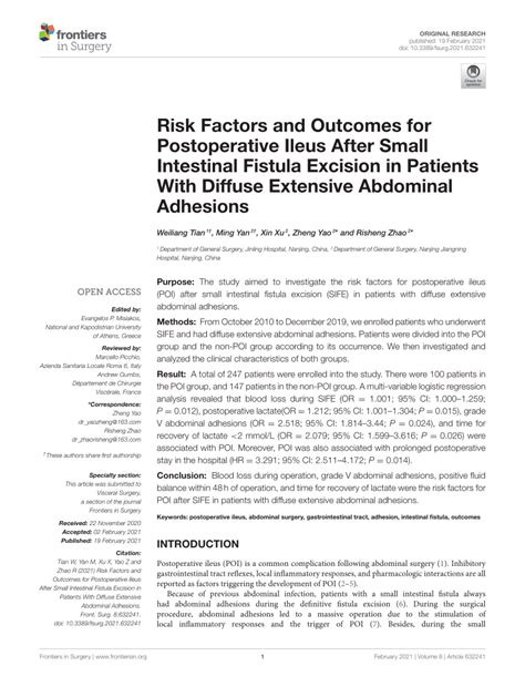 Pdf Risk Factors And Outcomes For Postoperative Ileus After Small