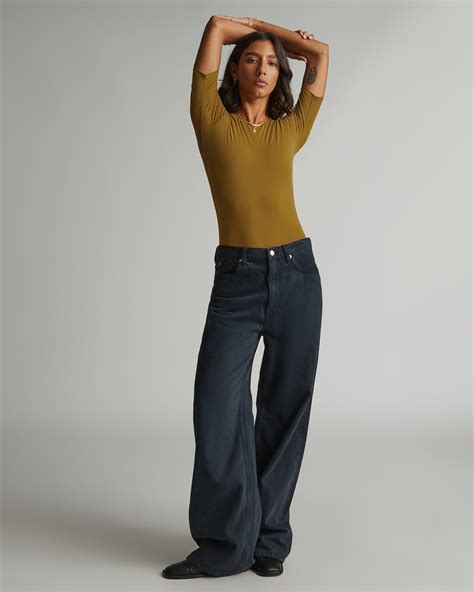 The Short Sleeve Crew Neck Bodysuit Tapenade Everlane