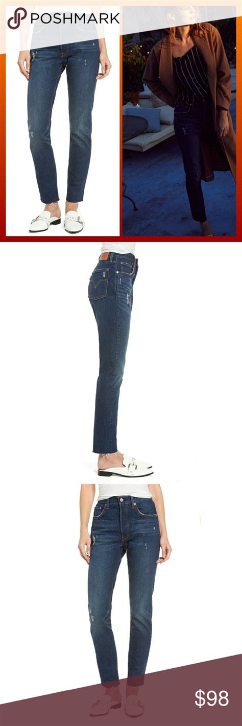 Raw Hem Iconic Levi Skinny Jean Blue Stretch Skinny Jeans Skinny