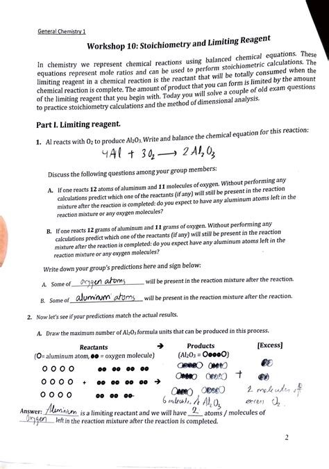 Gen Chem Worksheet 10 General Chemistry 1 Workshop 10 Stoichiometry And Limiting Reagent In