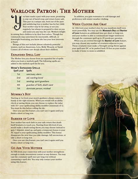 Warlock Patron—the Mother Let Your Mom Watch Over You