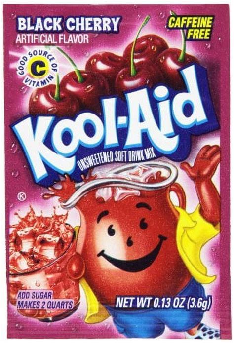 Kool Aid Black Cherry Unsweetened Soft Drink Mix 0 13 Ounce Envelopes