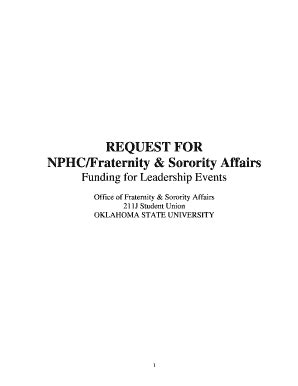 Fillable Online Lcl Okstate Request For Nphc Fraternity Sorority