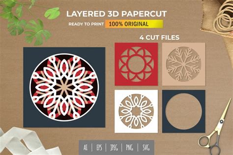 3d Papercut Snowflake Mandalas Layered Template