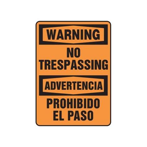 Buy Accuform Sbmatr302xl10 20 X 14 Osha Safety Sign No Trespassing