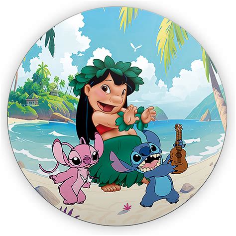 Painel Redondo Lilo E Stitch Sublimado D Sublitex Pain Is