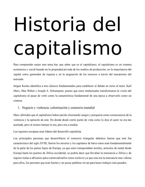 C Mo Nace El Capitalismo Resumen En Pocas Palabras