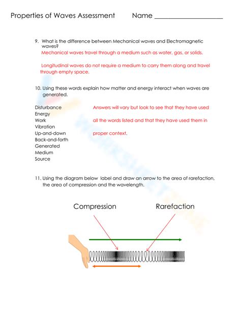 Free Printable Waves Worksheets With Answer Key