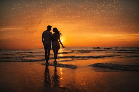 Premium AI Image | silhouette of a couple on the beach at sunset ai ...