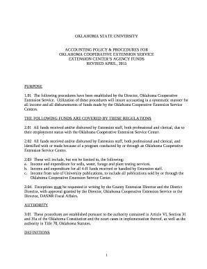 ACCOUNTING POLICY PROCEDURES FOR Template Intranet Okstate Doc