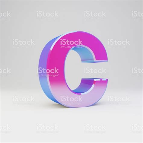 3d Letter C Uppercase Rendered Multicolor Metal Font With Glossy