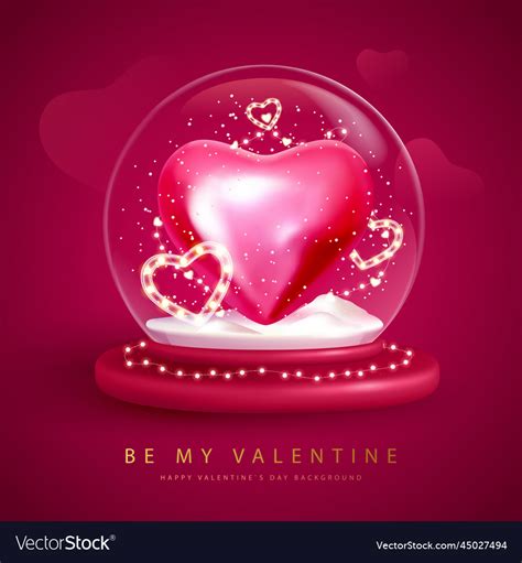 Happy Valentines Day Poster With 3d Love Hearts Vector Image