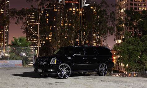 Night Luxury: Black Escalade on Shiny Custom Wheels — CARiD.com Gallery