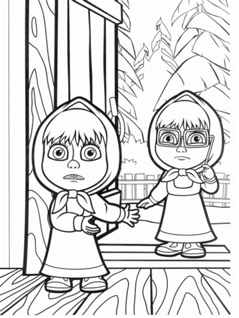 Masha And The Bear Coloring Pages Free Printable Sheets