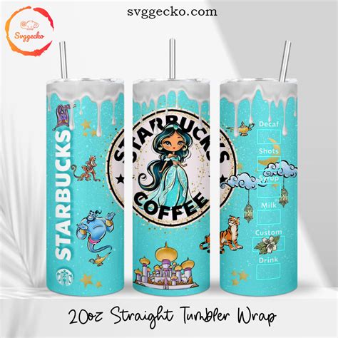 Baby Jasmine Princess Starbucks 20oz Tumbler Wrap PNG Aladdin Princess