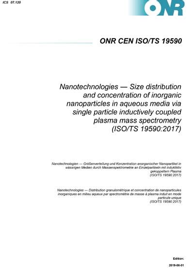 ONR CEN ISO TS 19590 2019 Nanotechnologies Size Distribution And