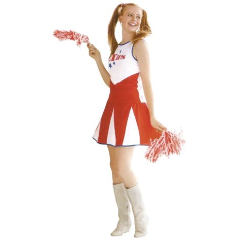 White And Red Cheerleader Women Adult Halloween Costume Large Best