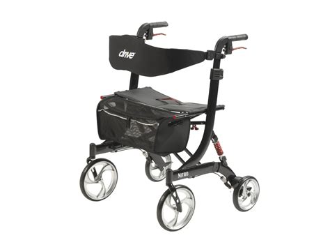 Drive Medical Nitro Euro Style Rollator Rolling Walker Heavy Duty Black