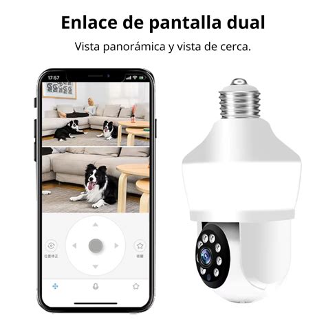 Ripley FOCO CÁMARA IP 3M WIFI CON BOMBILLA 360º PANTALLA DUAL Y