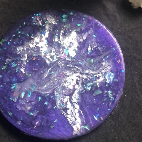 Purple Holographic Resin Coaster Handmade By Depop