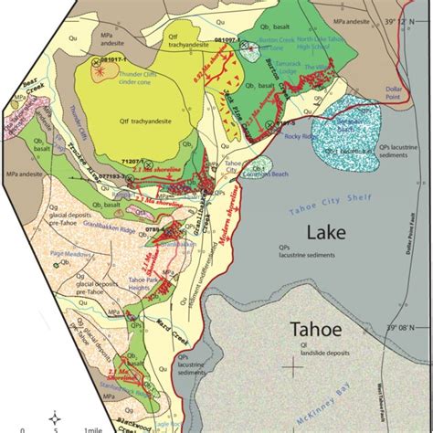 Simplified Geologic Map Of Northwestern Part Of The Lake Tahoe Basin Download Scientific