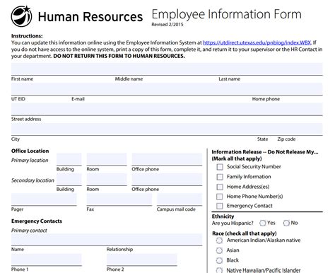 Employee Data Form Format At Margaret Bailey Blog