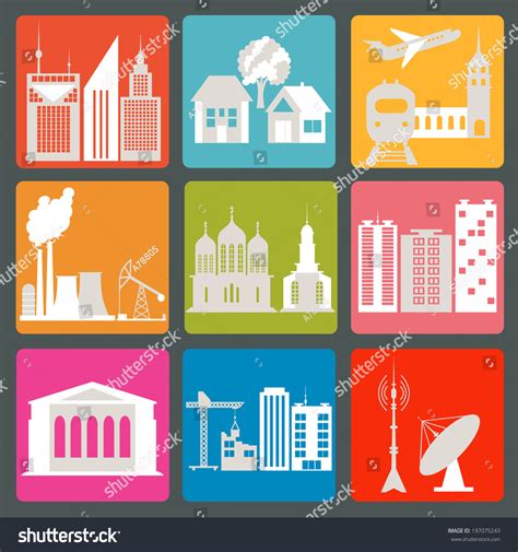 Set Icons Infrastructure City Vector Illustration Stock Vector Royalty