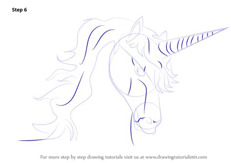 Learn How to Draw Unicorn Head (Unicorns) Step by Step : Drawing Tutorials