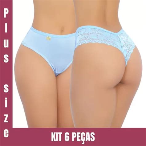 Kit 10 Calcinhas Plus Size Fio Renda Cós Alto Lateral Larga Frete grátis