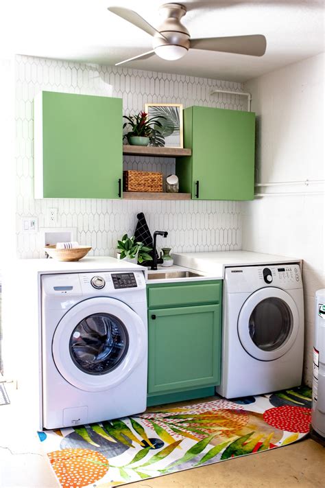 A Garage Laundry Room Makeover - Crazy Life with Littles | Green paint ...