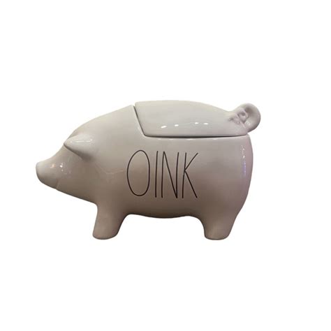 Rae Dunn Accents Rae Dunn Oink Pig Canister White Ceramic Cookie