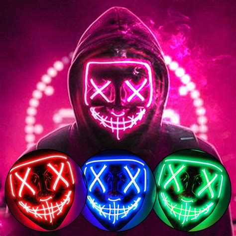 Halloween Luminous Neon Mask Led Mask Masque Masquerade Party Mask Glow