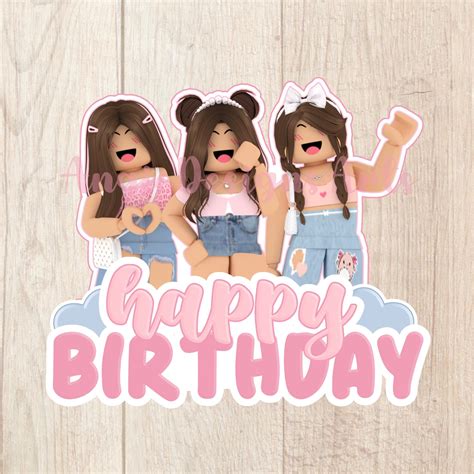 Roblox Girl Birthday Cake Topper Girls Roblox Birthday Party Etsy