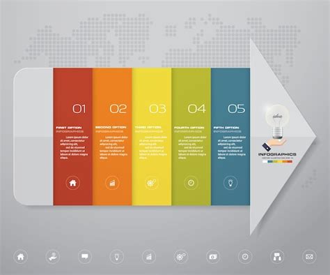 5 Schritte Pfeil Infografiken Element Diagramm Premium Vektor